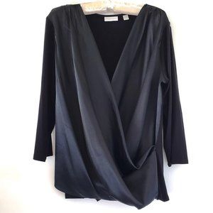 Long Sleeve Satin Draped Blouse - Med - New York & Co